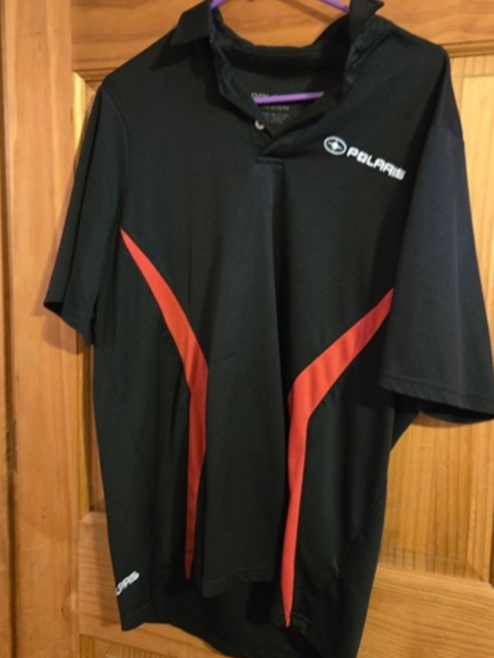 Men's Black Polaris Polo with Red Accent Panels